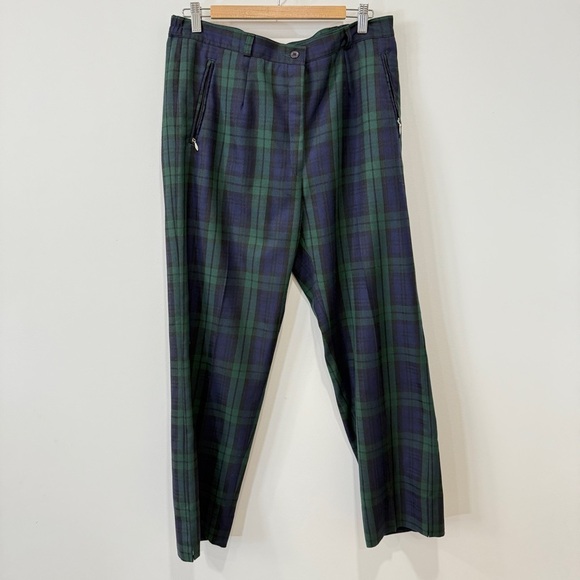 Murray-Golf Tartan Plaid Golf Pants in Green and Navy Blue Inseam 27in - Picture 3 of 17